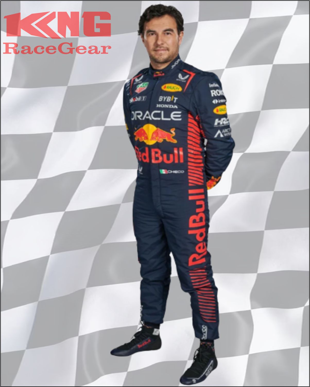 2023 Sergio Perez Red Bull Honda Oracle Racing F1 Suit / King RaceGear 44 / Nave Blue / 100 % Polyester