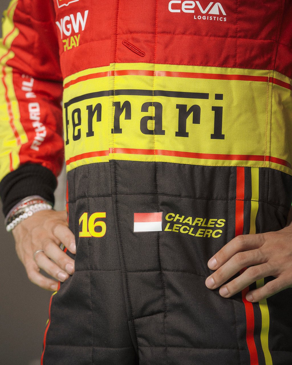 Charles Leclerc Ferrari Monza F1 suit 2023