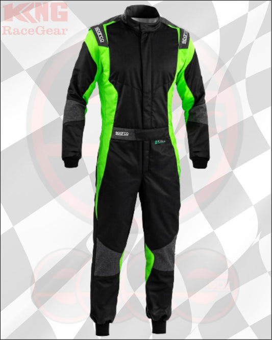 Sparco Futura Race Suit - Black/Green/Grey
